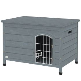 31.5"L Wooden Decorative Dog Cage Kennel Wire Door with Lock, Openable Top Removable Bottom, Dark Gray