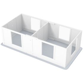 2 Room Whelping Box for Dogs, 65" Puppy Whelping Pen with Clear Panels & Adjustable Entrance, for Small Dogs