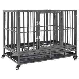 Dog Cage Black and Silver Steel with silver spray painting Large