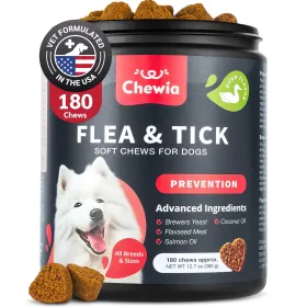 Dog Flea and Tick Treatment Chews FleaTick Prevention for Dogs Chewables Natural Dog Flea & Tick Control Soft Treats Immune Support Supplement (Option: Chewia)