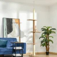 Floor-to-Ceiling Cat Tree Cat Climbing Tower With Sisal-Covered Scratching Posts Natural Cat Tree Activity Center For Kittens Cat Tower Furniture (Option: Brown 580x290x280 mm)