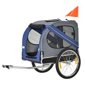 Bike Trailer Cargo Cart for Dogs and Pets with 3 Entrances Large Wheels for Off-Road & Mesh Screen, Blue/Gray (Option: Blue-830x220x640 mm)