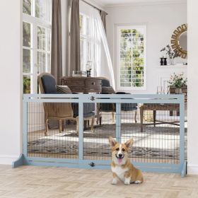 Extra Wide Freestanding Pet Gate With Adjustable Length Dog (Option: Gray 1050x745x80 mm)