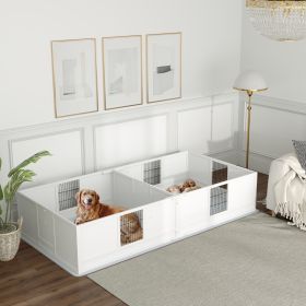 Two Rooms Design Dog Whelping Box with Washable Pee Pad (Option: White-1300x580x215 mm)