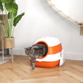 Dome Covered Cat Litter Box with Lid (Option: Orange-550x420x155 mm)