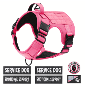 Hiphoppet US Local Tactical Service Dog Harness Vest Adjustable Reflective No Pulling Large Dog Harness With Metal Buckle (Option: Pink-S)
