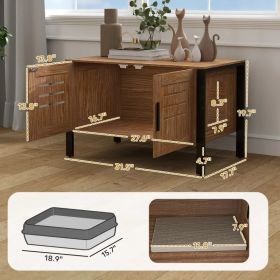 PawHut Cat Litter Box Enclosure With Tall Legs, Scratching Board, Dark Brown, (Option: Dark Brown)