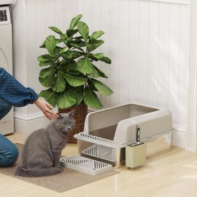 Stainless Litter Box with Scoop & Scoop Holder (Option: Light Gray-650x210x450 mm)