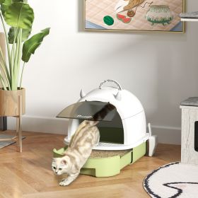 Covered Cat Litter Box with Lid (Option: Green-410x180x520 mm)