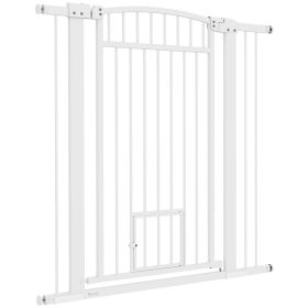 30"-41" Extra Wide Walk Through Dog Gate w/ Cat Door, 3-Inch & 5.5-Inch Extension Kits, 42" High (Option: White-1110x770x80 mm)