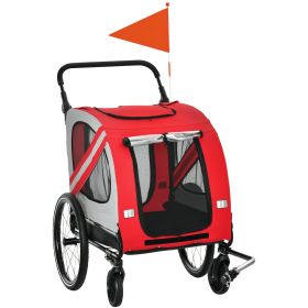 2-in-1 Pet Bike Trailer for Small Dogs, Road-Visibility Dog Stroller Bicycle Carrier, Weather-Strong Bike Wagon Trailer Sidecar Attachment, Red (Option: Red-810x250x625 mm)