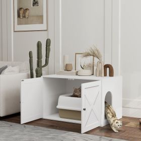 Cat Litter Box Enclosure with Barn Door (Option: White-900x600x140 mm)