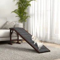 PawHut Dog Ramp For Bed, Pet Ramp For Dogs With Non-Slip Carpet And Top Platform, Brown (Option: Brown Grey)