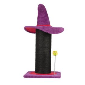 Wizard Hat Cat Scratching Post With Spring Ball Toy For Indoor Cats, Halloween Spooky Cat Scratcher, Purple (Option: Purple)