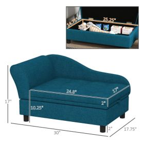 PawHut Pet Sofa Dog Sofa For Small Dogs With Storage, Dark Blue (Option: Dark Blue)