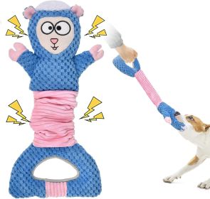Dog Squeaky Toys, Sheep Crinkle Plush Stuffing Dog Toys for Puppy Teething, Tug of War Dogs Toy to Keep Them Busy for Small, Medium and Large Dog (Color: Blue)