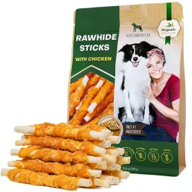Dog Sticks Wrapped with Chicken & Pet Natural Chew Treats Grain Free Organic Meat & Human Grade Dried Snacks in Bulk for Training Small & Large D (Option: Beloved Pets)